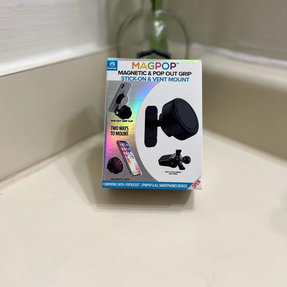 MagPop Magnetic & Pop Out Grip Stick On & Vent Mount NEW